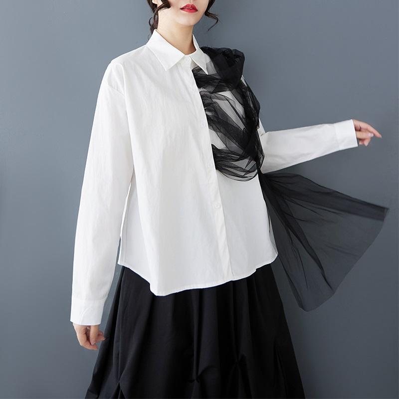 Длинные рукава свободные хлопковые рубашки и блузки для блузки Повседневные свободные топы весна-лето женские рубашки на пуговицах