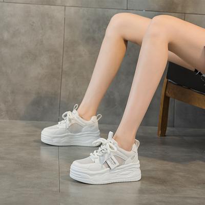 Малый размер Сетчатая поверхность Белые туфли Женские скрытый каблук Платформа Повседневная женская обувь Цветные кроссовки Женские