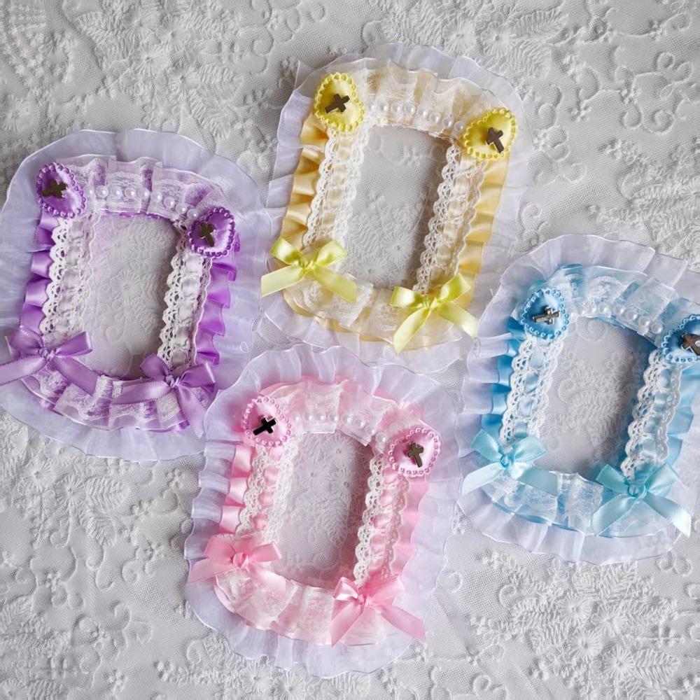 Кавайный DIY Держатель для карт Лолита с лентой и кружевом Чехол для фотокарточек со ремешком Защитный чехол для фотокарточек Anime Карта