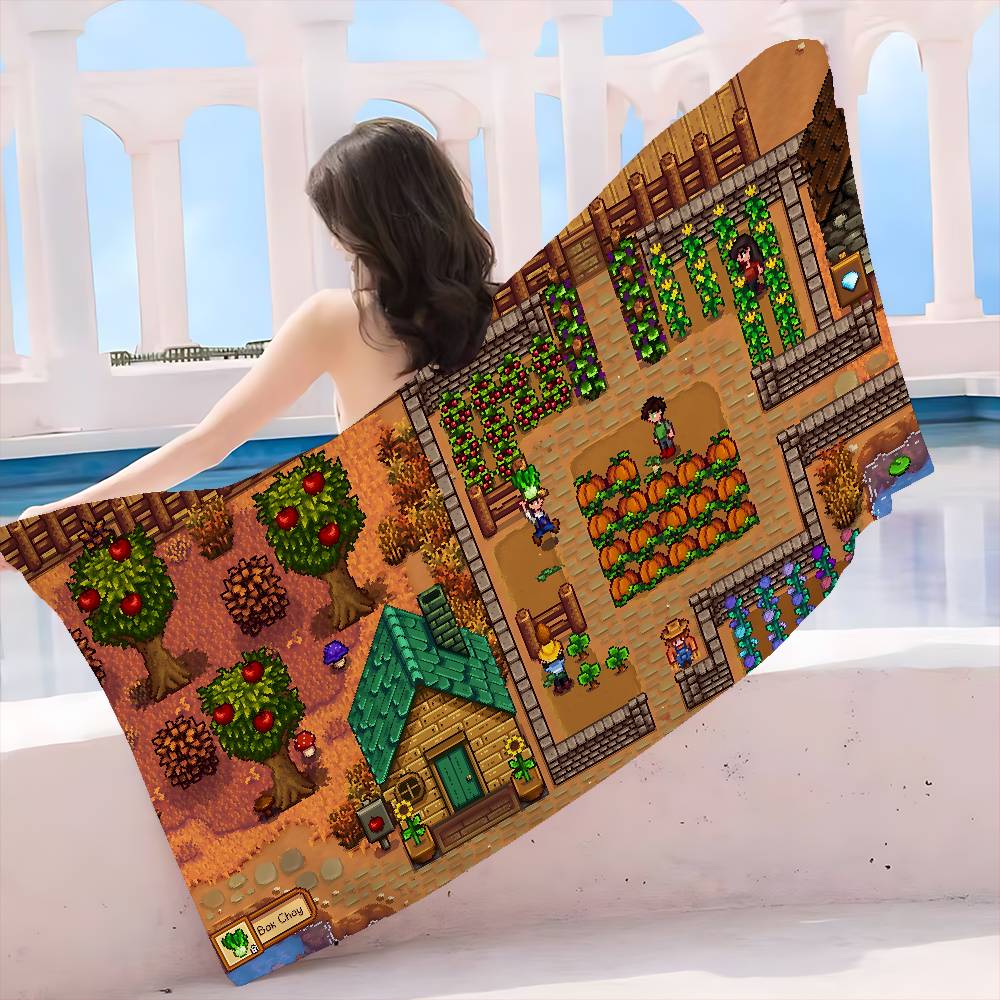 S-Stardew V-Valley Банное полотенце Микрофибра Мягкое Впитывающее Дышащее Для Девочек Детей Декоративное Мультяшное Пляжное полотенце