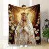 Elegant Lady with Crown and RosesFlannel blanket for bedroom, living room, sofa, and nap