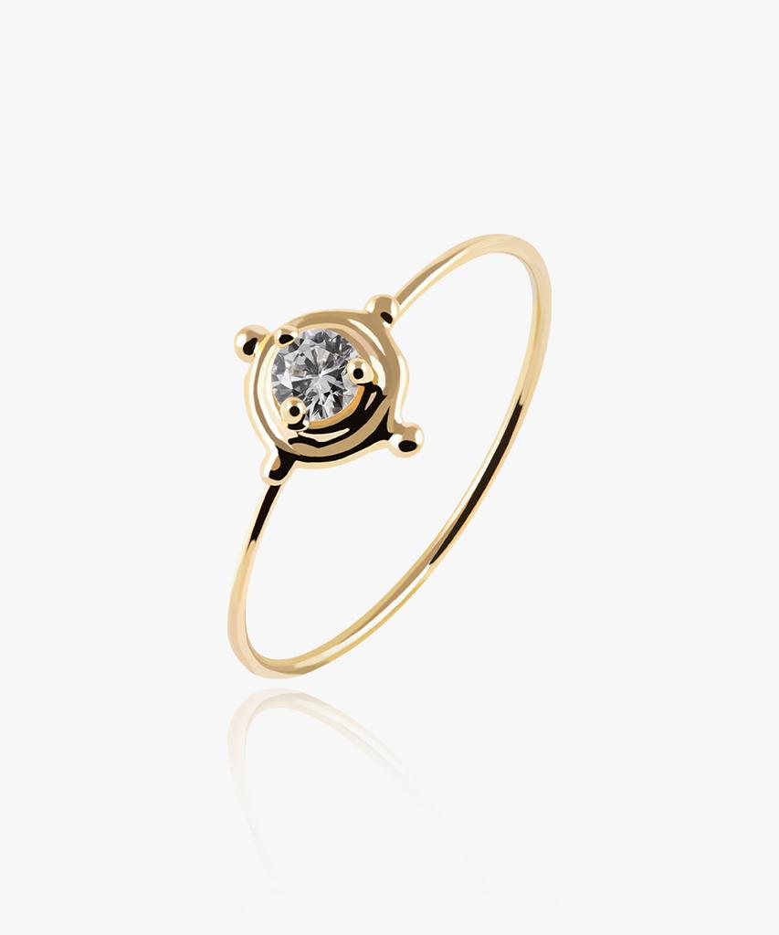 Helene Jewelry Кольцо 14K Белиал с кубическим цирконием Кольцо с золотой нитью (Тип Б)