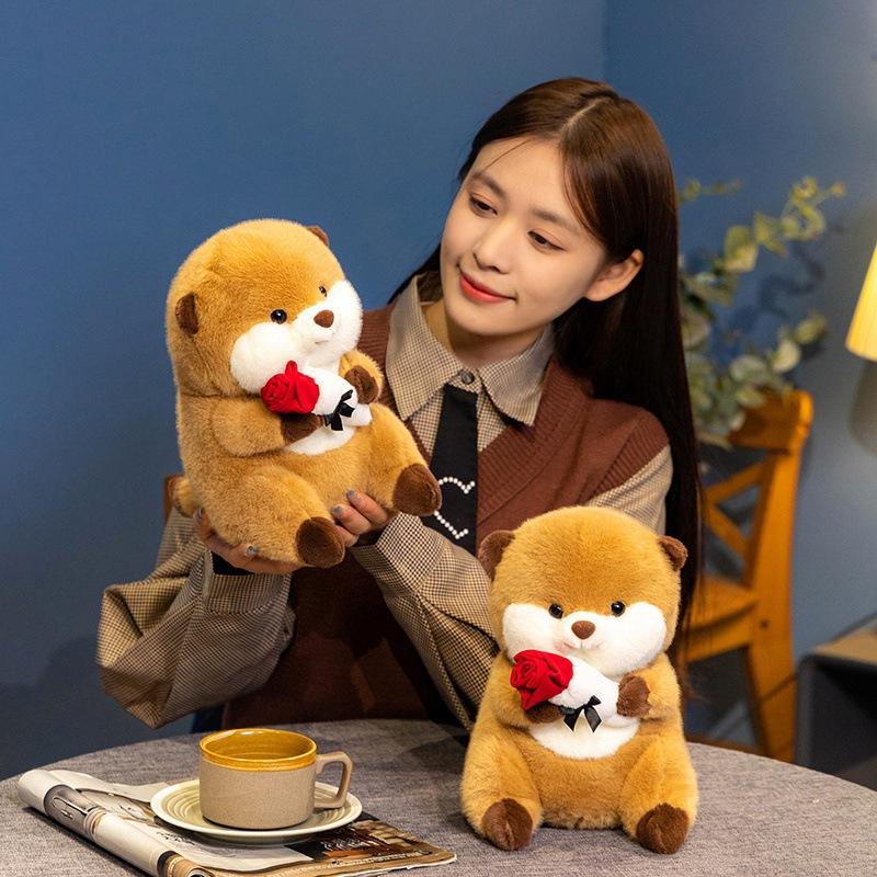 Rose Capybara Doll Plush Toy Small Capybara Doll Girl Soothing Ragdoll Valentine's Day Gift