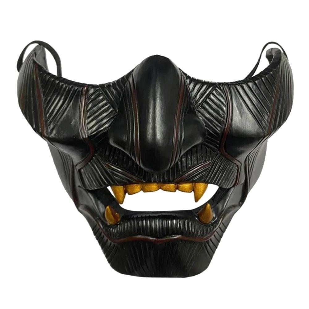 Маска Они Самурая на пол-лица для Хэллоуина, реквизит для косплея
