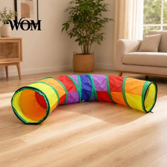 Collapsible Cat Hide Tunnel Rainbow Toy, with Peek Hole, Zippered Activity Toy Modular Tunnels, Can Be Freely Combined for Indoor Cats Kittens