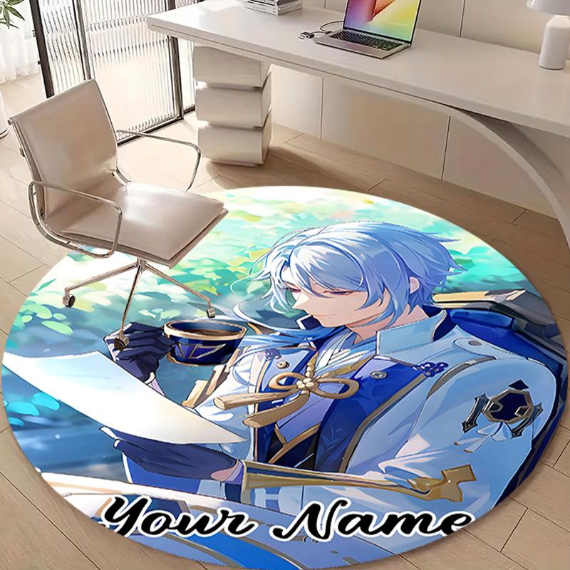 Personalized Genshin Impact Round Chair Office Rug - Perfect for Mat, Office Chair & More - Ideal Gift for Birthdays and Holidays
