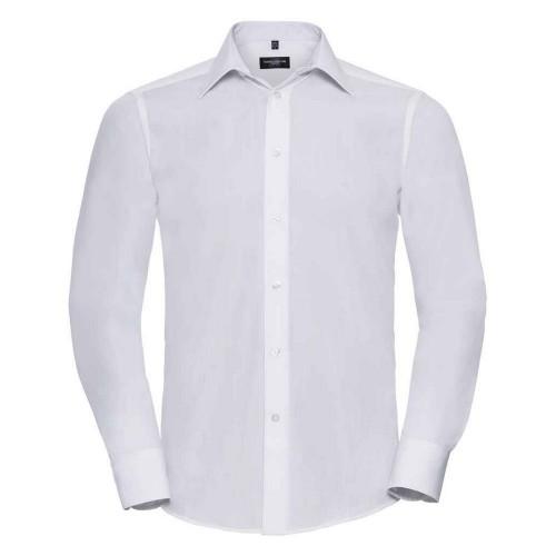 Russell Collection Mens Poplin Tailored Long-Sleeved Formal Shirt