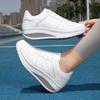 Fashion PU Leather Women's Platform Shoes Non-slip Rocker Shoes Walking Running Sports Shoes Wedge Heels