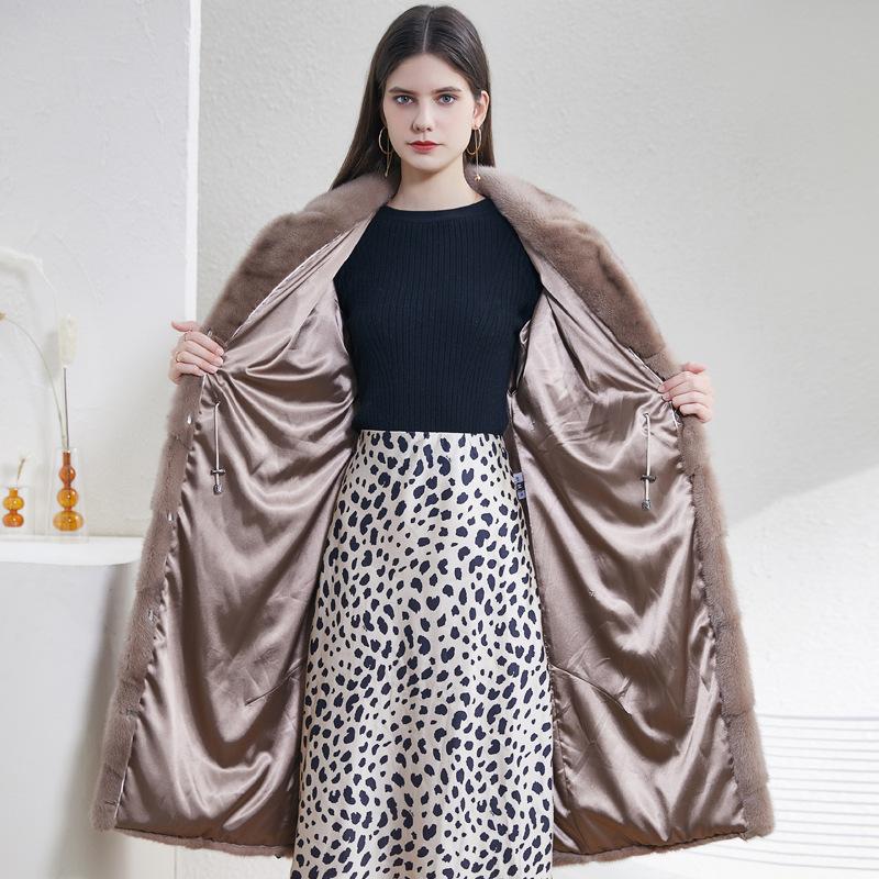 Норковая шуба женская цельная норковая шуба костюм воротник средняя и длинная шуба зимнее пальто