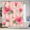 Soft Breathable Peach Floral Shower Curtain For Bathroom Decor With Green Leaves Pink Flower Fabric Waterproof Washable Bath L