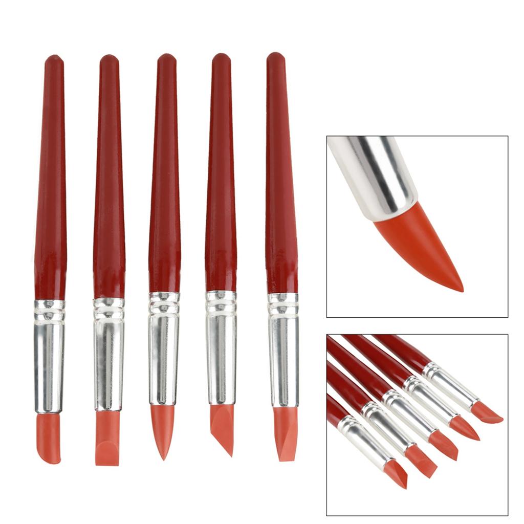 5pcs Red Large sized Rubber Tip Paint for Clay Sculpture Pottery Shaping Carving Tool