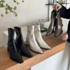 Осенне-зимние женские ботильоны, модные элегантные туфли с застежкой-молнией и острым носком, толстые каблуки, узкие короткие ботильоны, женские