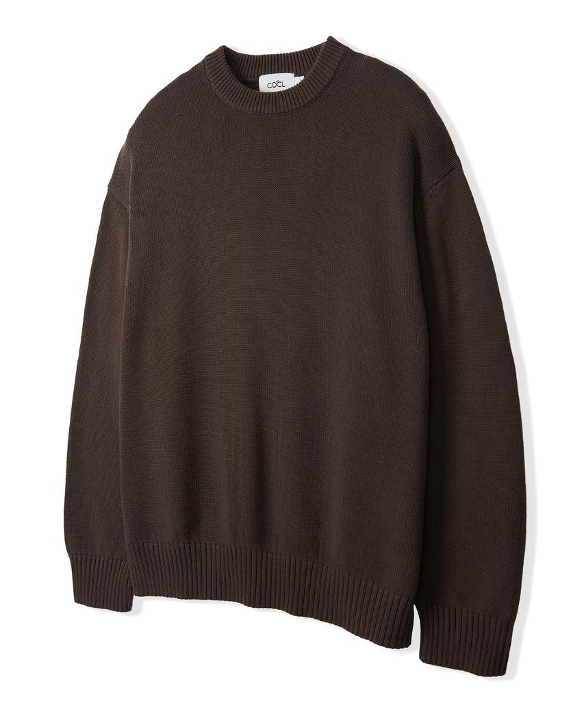 COSTUME O’CLOCK [Renewal Ver.] Soft Cotton Crew Neck Knit Charcoal Cooskt008Charcoal