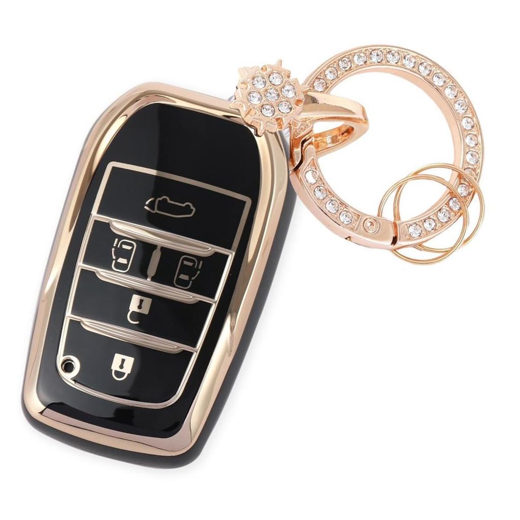 Nacalikeey Милый чехол для ключей, Брелок для ключей Снежинка, Чехол для ключей, Блеск, Крышка для ключей, Великолепный стиль, Черный