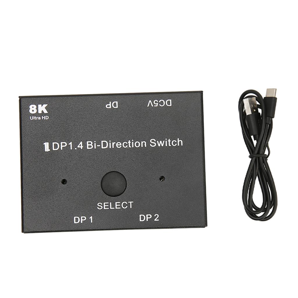 Displayport 1.4 Switch 8K 60Hz 1 in 2 and 2 in 1 Bidirectional Displayport Switch Splitter for Projector TV Monitor