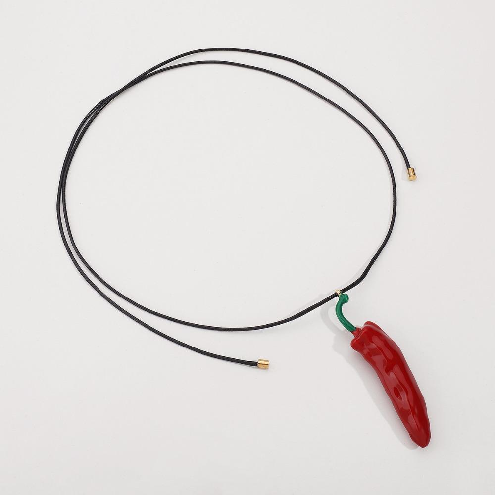 Simple Simulated Chili Necklace Cute Simulated Vegetable Collar New Red Pepper Pendant Necklace