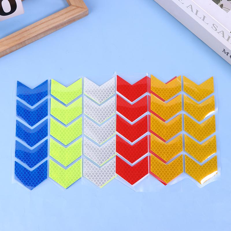 10 шт./комплект Светоотражающая лента-знак стрелки Предупреждающий стикер безопасности для бампера автомобиля, багажника, отражателя, лента-предупреждение, аксессуары для мотоцикла