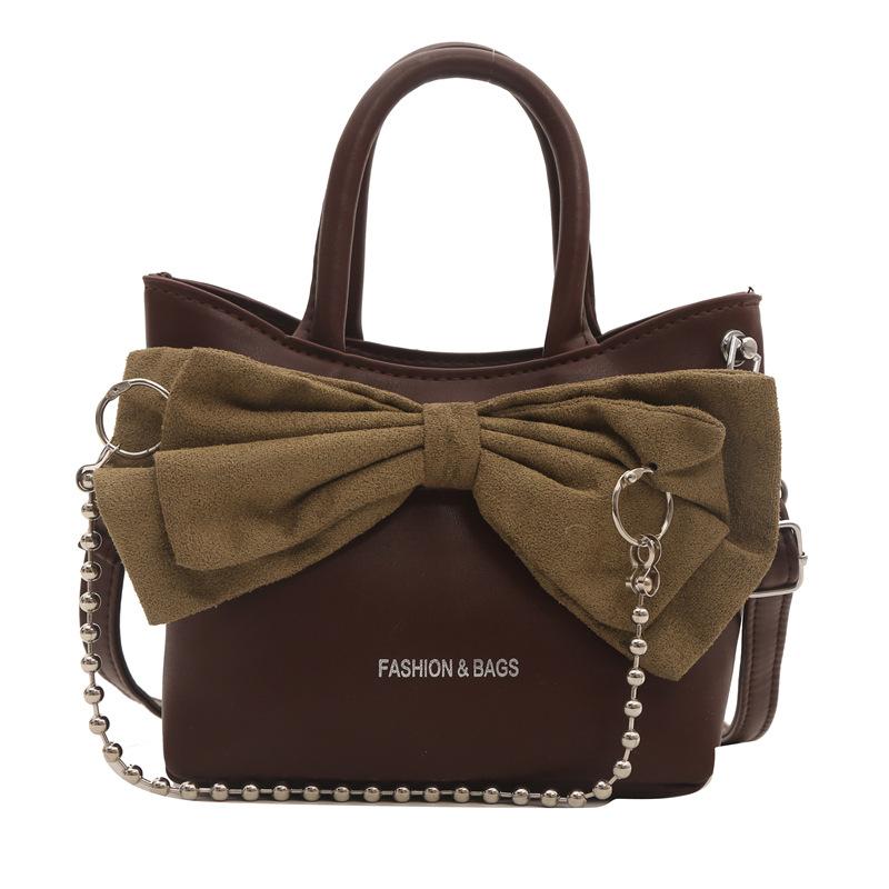 Женская простая фактурная сумка через плечо, женская модная сумка-цепочка с бантом, новая весенняя сумка-ведро