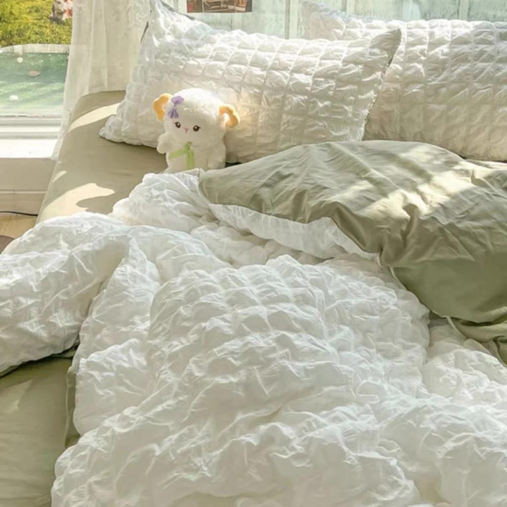 Комплект постельного белья Princess French Style Wash Cotton Solid Color Seersucker Summer Soft 2024New Комплект постельного белья Комплект одеяла