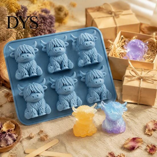 Креативная форма для ароматерапевтического воска DIY, 3D форма для льда в виде высокогорной коровы, 6 ячеек, пищевой силикон, новинка, кухонная утварь для выпечки, лоток для кубиков, антипригарная, гибкая