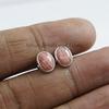 Rhodochrosite 925 Sterling Silver Stud Earrings, Oval Gemstone Studs