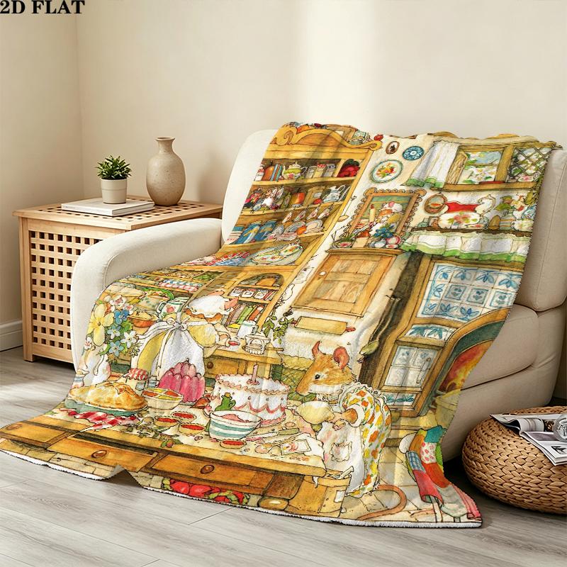 Brambly Hedge Print Flannel Blanket, High quality Comfortable for All Seasons, Home Decor, Warmth and Comfort, Perfect for Christmas Gifts
