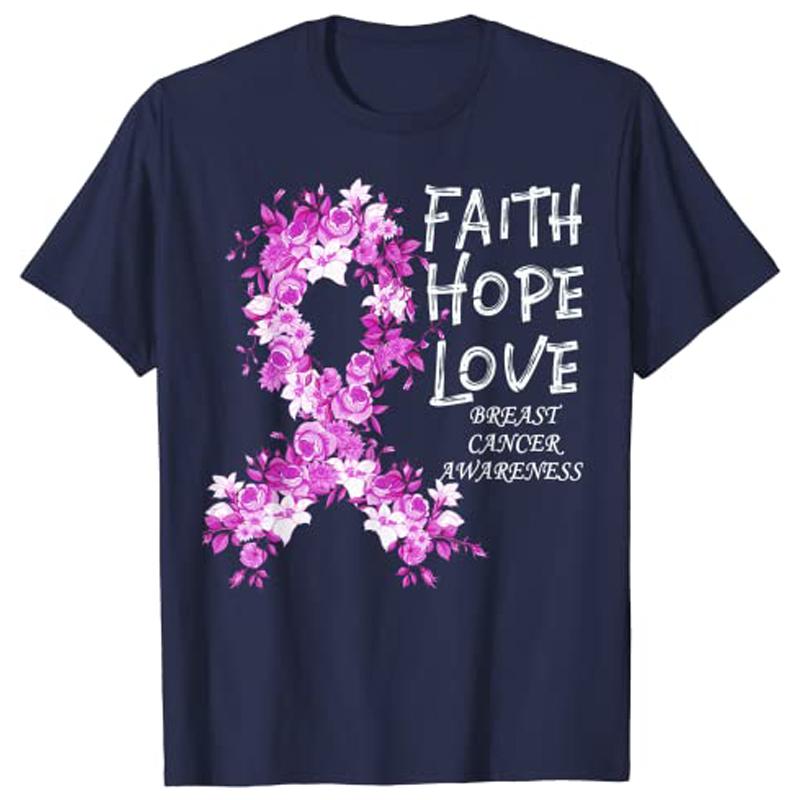 Breast Cancer Faith BreastCancer Awareness TShirt Graphic Tee Womens Fashion Novelty Clothing Summer Fashion Short Sleeve Top