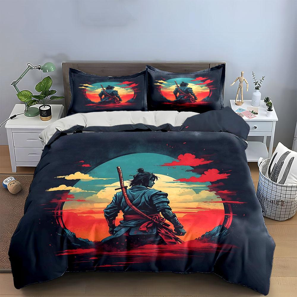 "Samurai's fiery horizon." Bedding sets Duvet covers Pillowcases(1* Duvet Cover 2* Pillowcases without duvet insert)