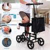 Steerable Leg Scooter Knee with Rear Wheel Brake Locking Handbrake, Crutches Alternative Adults Walker All-Terrains Canvas Bag, Adjustable for Broken