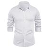 Spring Autumn Men's Long Sleeve Shirts Solid Color Square Collar Smart Casual Shirt Men Daily Anti-Pilling Fashion Dress Blouse