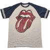 The Rolling Stones - Lick - Потрепанный язык - 2X Натуральный и темно-синий реглан футболка Унисекс Футболка