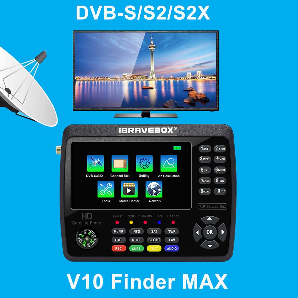 IBRAVEBOX V10 Finder Max HD Поиск сигнала спутникового телевидения DVB-S/S2/S2X Цифровой портативный измеритель сигнала