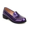 Black Yellow Purple Glossy Patent Leather Derby Shoes Women Round Toe Slip On Flats Loafers Casual Daily Work Shoes Plus Size 43