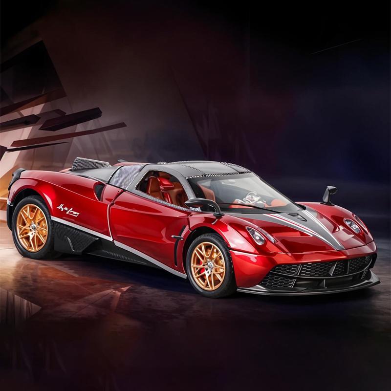 Масштаб 1/32 Суперкар Pagani Huayra BC Металлическая литая модель автомобиля Библиотека Статическая Звук и свет Украшения Подарок на день рождения для парня
