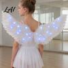 Feather Wings for Adults LED Light Up Angel Costume Kids Stage Performance Glowing Fairy Wings Halloween Cosplay Party Props Theatre