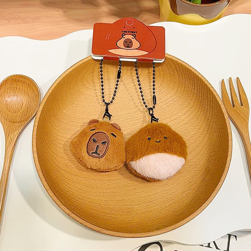 Soft Capybara Chestnut Plush Keychain Cute Cartoon Character For Keys Stylish