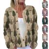 Women's Fashion Long Sleeve Christmas Snowman Snowflake Print Jacket Cardigan