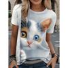 Женская футболка с изображением животных, повседневная, с круглым вырезом, короткими рукавами, топ с круглым вырезом, летняя мода