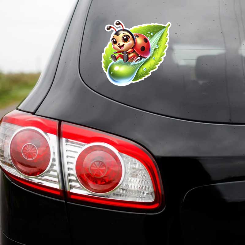 Car Sticker Cute Ladybug Vinyl Decal Waterproof Rear Window Motorcycle Camper Bumper Truck Laptop Decoration TM390