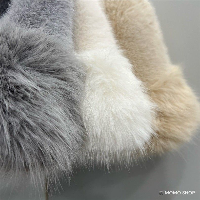 ins celebrity style imitation mink basin hat women's winter versatile face small warm furry fur bucket hat