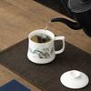 High-end white porcelain tea cup, office personal new Chinese style mug, water cup, Chinese home use with lid tea cup