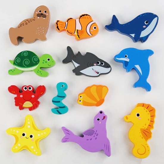 Деревянный блок-головоломка с животными Игра-головоломка Открытое воображение Дизайн Раннее образование Просвещение Сопоставление форм