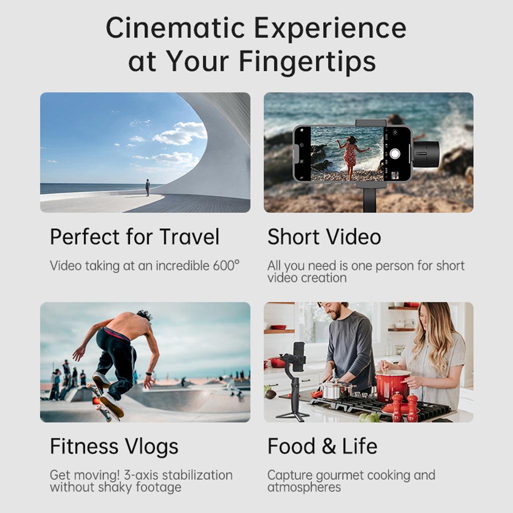 Hohem 2024 iSteady Mobile+ 3-осевой стабилизатор-подвес для смартфона, грузоподъемность 280 г/0,61 фунта