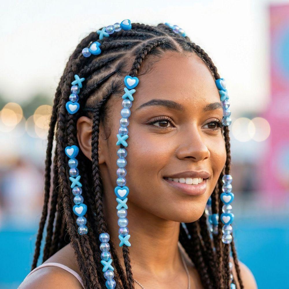 Multi-Color Colorful Hair Beads Kits Love Heart Dreadlock Braids Decor Boys
