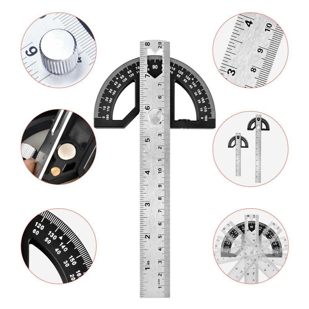 Угломер 180° 8/12 дюймов Инструменты для измерения нескольких углов Измерение кромки при деревообработке