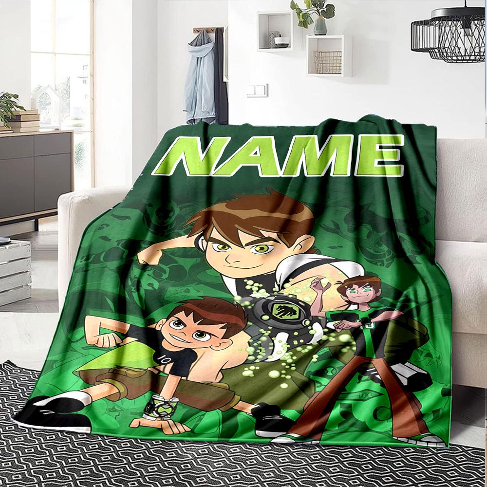 Customizable Ben10 Throw Blanket – Personalized Name, All-Season Cozy Snug Blanket, Machine Washable, Personalized Blanket