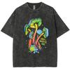 Green Mushroom Print Must-Have Women's T-Shirt Oversized Washed Fabric Couple Half-Sleeve Funny Niche Design Top