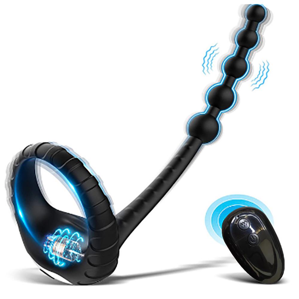 Penis Ring Vibrator Vibrating Cock Ring Remote Control Anal Butt Plug Prostate Massager Male Masturbator Anal Sex Toy for Man