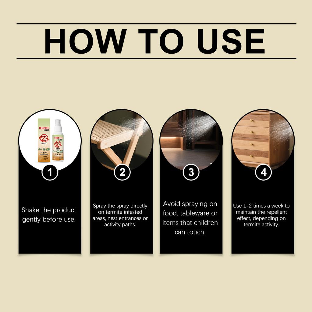 Спрей от термитов удобен и не вызывает раздражения при использовании, подходит для террас, балконов и садов, 50 мл