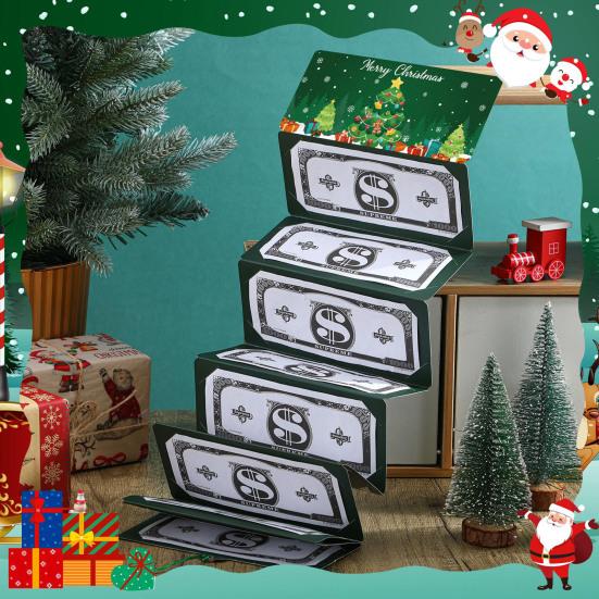 Christmas Red Envelope Money Box Gift Card Holder 10 Slots Surprise Party Greeting Card Cash Wallet for Christmas Birthdays Weddings